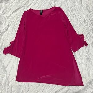 Clara Sun Woo Women’s Medium Tunic Pink Solid Side Slit Asymmetrical USA Made